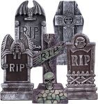 17” Halloween Foam RIP Graveyard Tombstones, 5 Pack