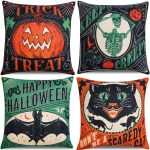 Vintage Halloween Decor-Throw Pillow Covers 18x18 in