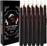 12PCS 10-Inch Black Bleeding Taper Candles,Vampire