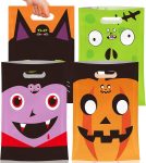 50 Pcs Halloween Goodie Bags with Handles, Happy