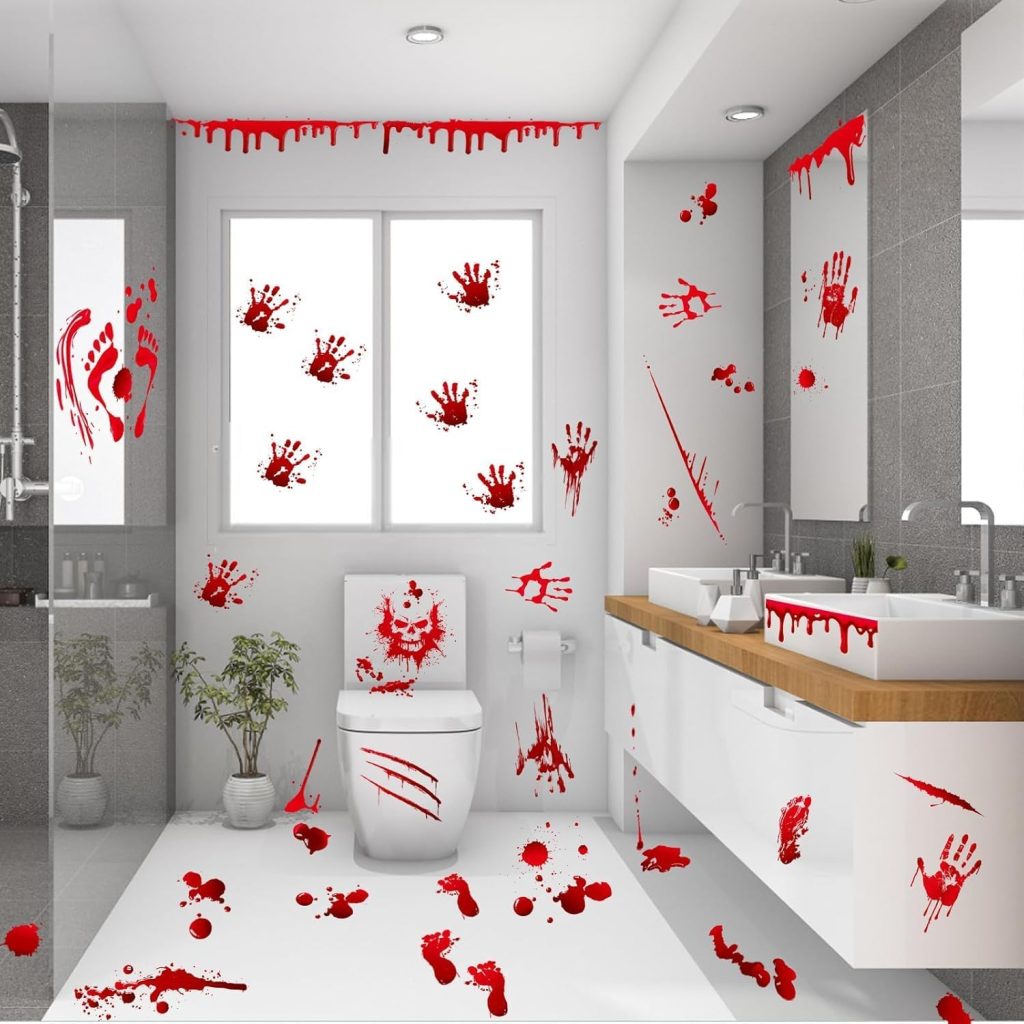 136Pcs Halloween Decorations Indoor, Scary Bloody