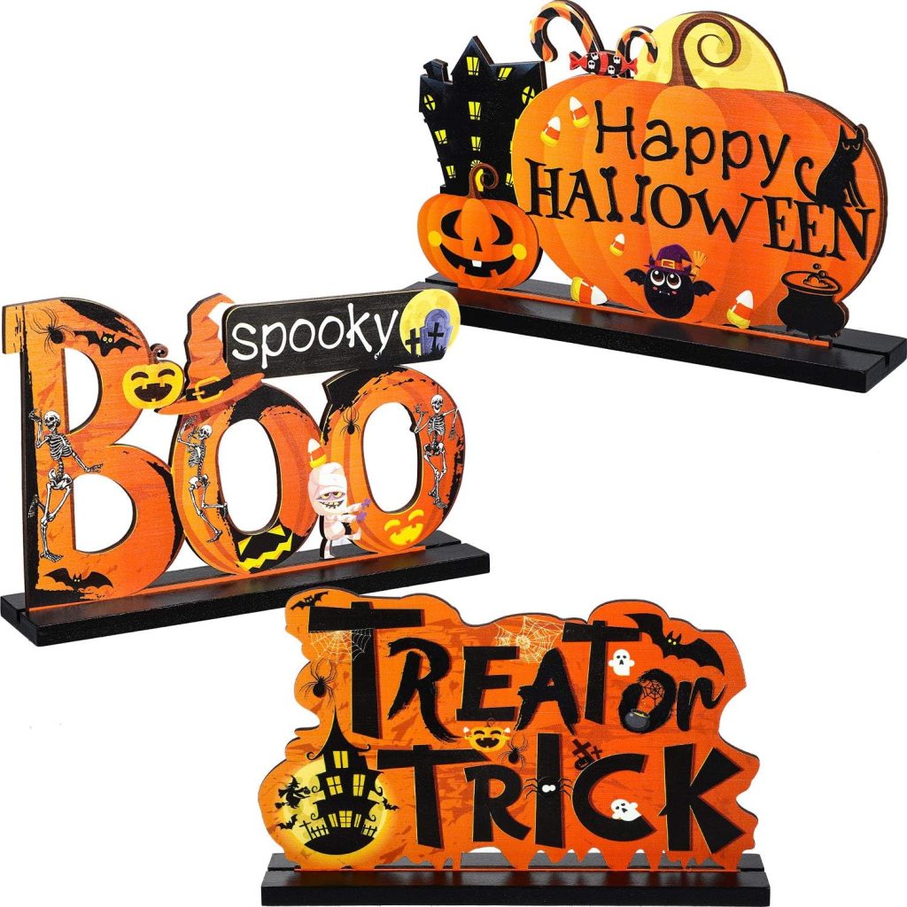 Blulu 3 Pcs Halloween Centerpieces for Tables Happy