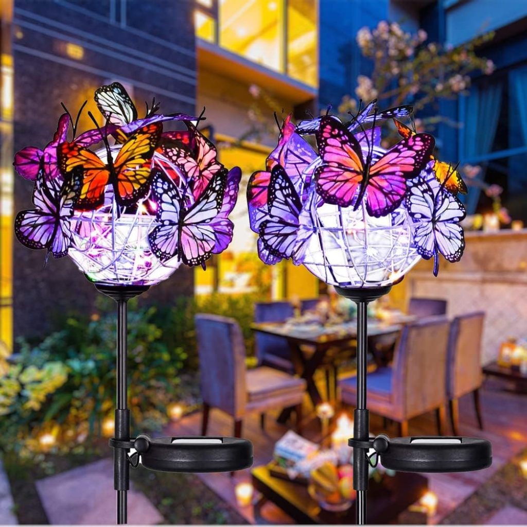 Outdoor Solar Lights 2 Pack, Solar Garden Lights with