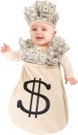Infant Money Bag Costume, Plush Sleeveless Bunting with