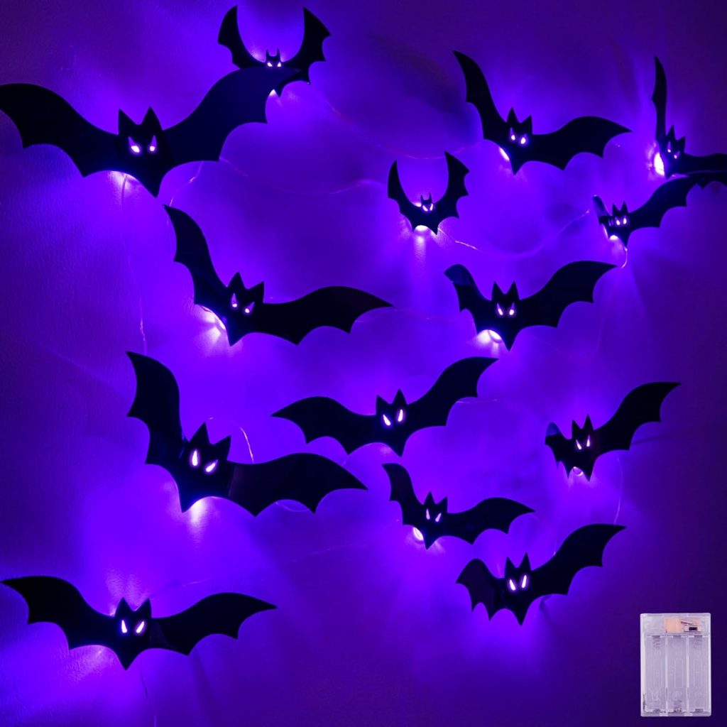 Halloween Bats Fairy Lights Wall Decor, 20 Packs