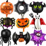 Halloween Balloons Set - 9Pcs Foil Ghost, Spider,