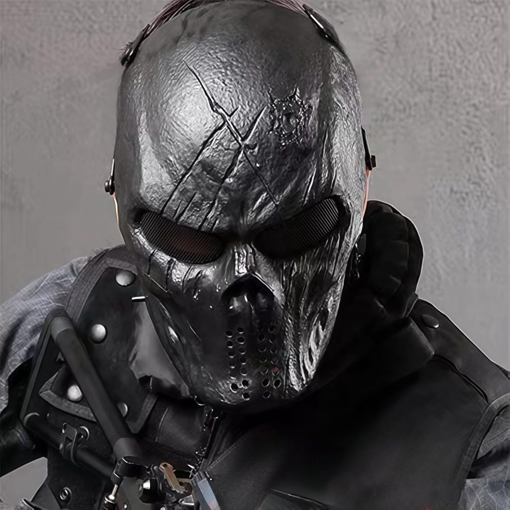 Ghost Mask,Mask Skeleton with Metal Mesh Eye Protection