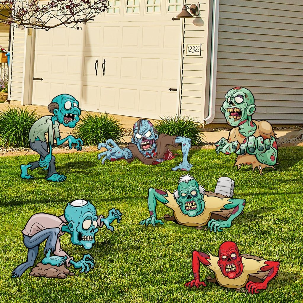 6 Pack Halloween Scary Zombie Monster Yard Signs with