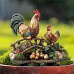 Rooster Family Acrylic Garden Stake, Indoor and Outdoor