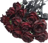 Artificial Roses Flowers, 12 Pcs Fake Burgundy Rose in