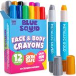 Blue Squid Face Paint Crayons - 12 Vibrant Colors