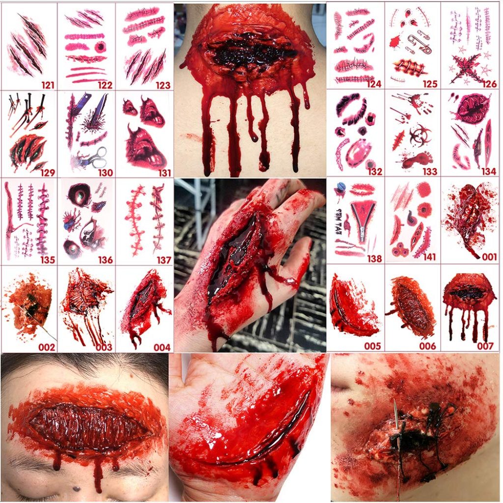 Halloween tattoo stickers, wound, simulated tattoo,