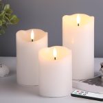 White Flameless Pillar Candles with Remote, LED Candles