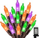 LAMPHOME Orange Purple Green Halloween String Lights
