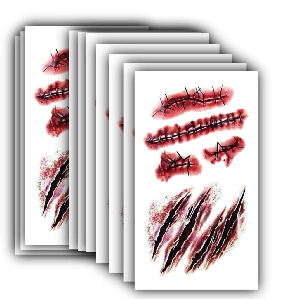 10pcs Fake Bloody Wound Stitch Scar Scab Waterproof