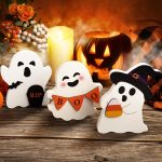 COCHIE Cute Ghost Halloween Decorations Indoor, Wooden