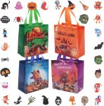 Lyforpyton 4Pcs Halloween Goodie Bags, Small Non-Woven