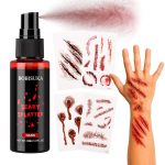 Halloween Makeup Kit - Dark Fake Blood Spray + 4 Sheet