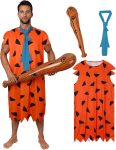 Halloween Wilma Fred Caveman Costume for Adult Party