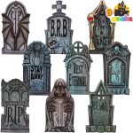 JOYIN 16" 9 Pcs Halloween Tombstones Decorations