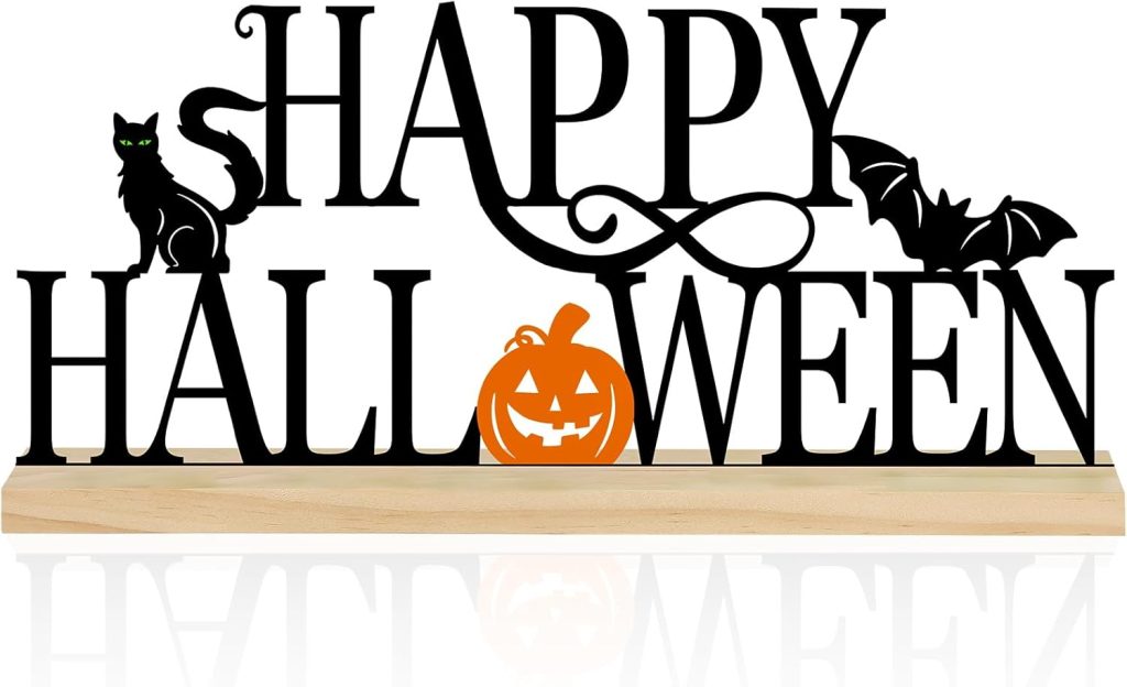 COCHIE Metal Happy Halloween Sign, Black Halloween