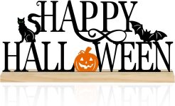 COCHIE Metal Happy Halloween Sign, Black Halloween