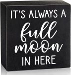 Wood Box Sign Cute Bathroom Decor Always a Full Moon -