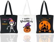 3 Pack Large Canvas Trick or Treat Bags, Gift Bags for