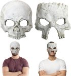 2pcs Adult Foam Cracked Skull Mask for Halloween