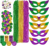 174 Pcs Carnival Accessories Necklaces Masks Beads