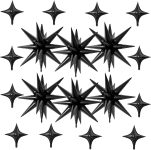 18 Pcs Black Star Balloons, Black Balloon with 6 Pcs