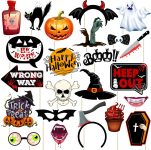 Halloween Photo Booth Props Kit, 24 Pieces DIY Vintage