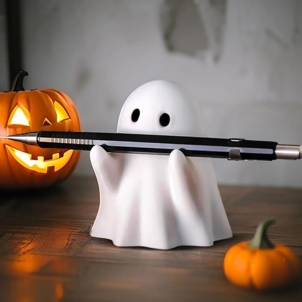Halloween Ghost Figurine - Spooky Resin Pen Holder