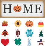 Interchangeable HOME Seasonal Tabletop Sign with 12 Pcs