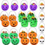 24 Pcs Halloween Mini Buckets, 6 Styles Plastic Pumpkin