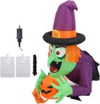 Inflatable Witch Decoration with LED Light, 4.43ft