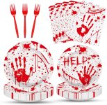 100 Pieces Halloween Bloody Party Tableware Set –