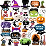 45Pcs Halloween Photo Booth Props Kit, Scary Halloween