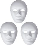 3 Pack Paper Mache Masks,White DIY Full Face
