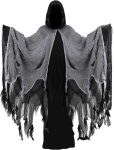 Scary Halloween Costume Ghost Hooded Cloak Renaissance