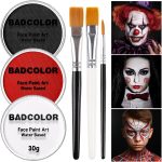 White Black Red Joker Clown Face Body Paint with