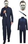 Adult Navy Blue Jumpsuit Coveralls with Mask And