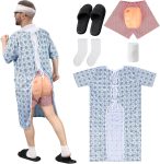 5 Pcs Patient Gown Hospital Gown Halloween Costume Set