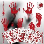 Halloween Decorations, 8 Sheet/95Pcs Bloody Handprint