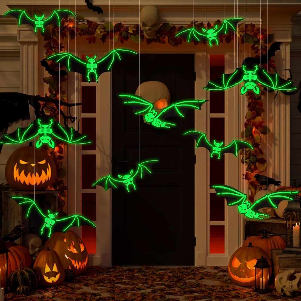 12PCS Halloween Hanging Bats Decorations, Large Plastic