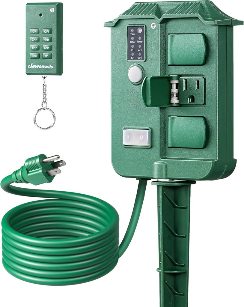 DEWENWILS Outdoor Power Stake Timer Waterproof, 6