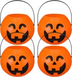 4 Pcs Plastic Pumpkin Buckets Trick or Treat Halloween