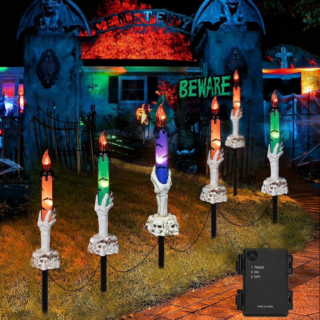 Halloween Decorations, 6 Pack Skeleton Hands Hold Light