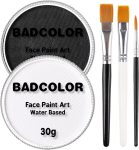 Black & Clown White Face Body Paint with 3Pcs Painting