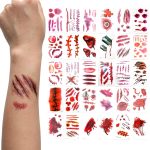10 Sheets Halloween Zombie Scar Temporary Tattoos，10pcs